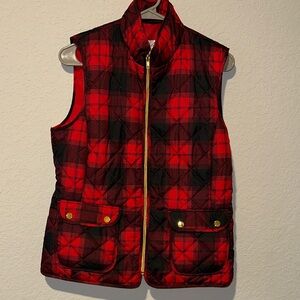 St. John's Bay Red and Black Plaid Vest